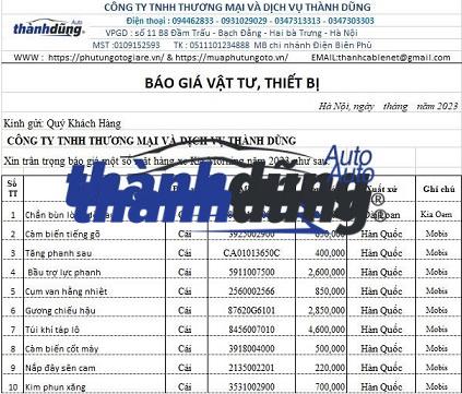 PHỤ TÙNG KIA MORNING CHÍNH HÃNG