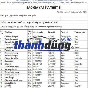 PHỤ TÙNG MERCEDES SPRINTER CHÍNH HÃNG