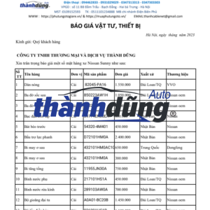 PHỤ TÙNG NISSAN SUNNY CHÍNH HÃNG