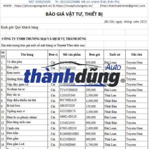 PHỤ TÙNG TOYOTA VIOS CHÍNH HÃNG
