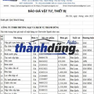 PHỤ TÙNG CHEVROLET SPARK CHÍNH HÃNG