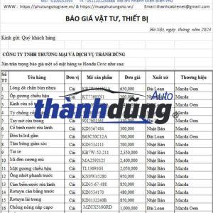 PHỤ TÙNG MAZDA CX5 CHÍNH HÃNG