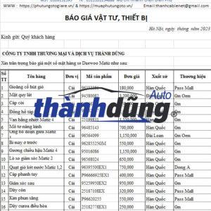 PHỤ TÙNG DAEWOO MATIZ CHÍNH HÃNG