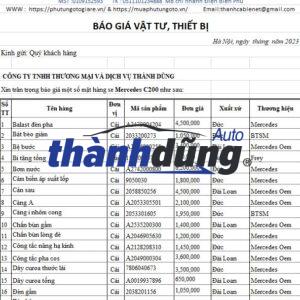PHỤ TÙNG MERCEDES C200 CHÍNH HÃNG
