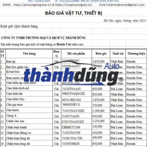 PHỤ TÙNG HONDA CITY CHÍNH HÃNG