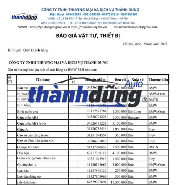 PHỤ TÙNG BMW 325I CHÍNH HÃNG