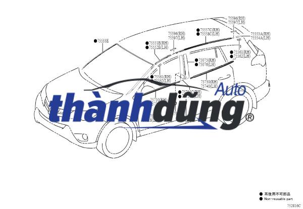 NẸP CHÂN KÍNH XE TOYOTA INNOVA 2007 | 75710-0K012 - Ảnh 4