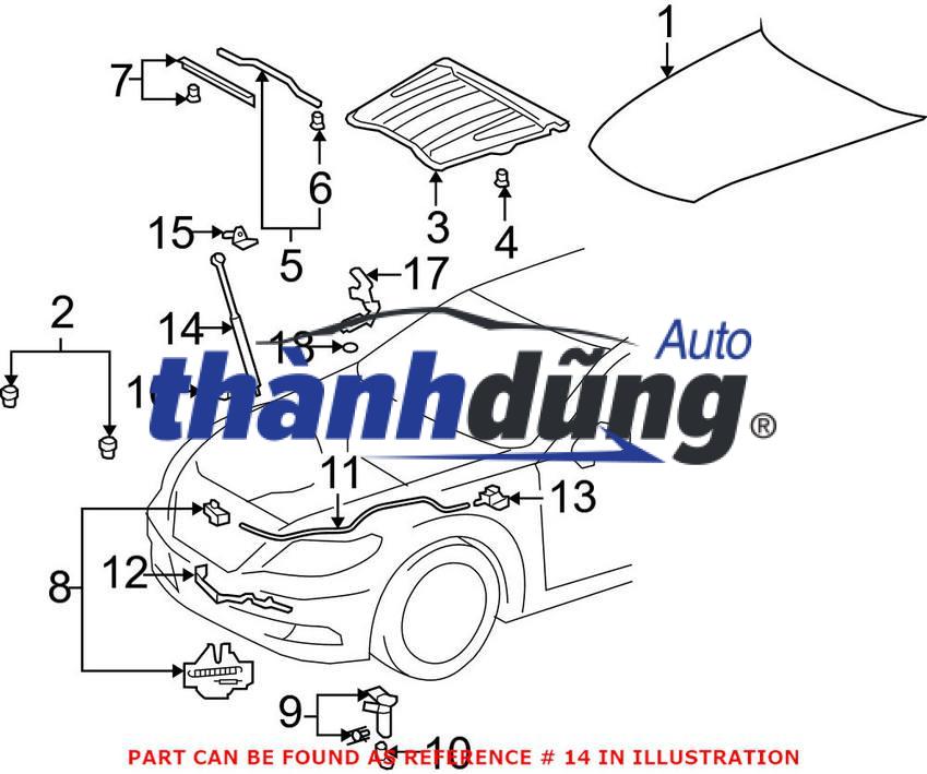 TY CHỐNG NẮP CAPO NISSAN NAVARA NP300 2015 | 657714JA5A - Ảnh 3