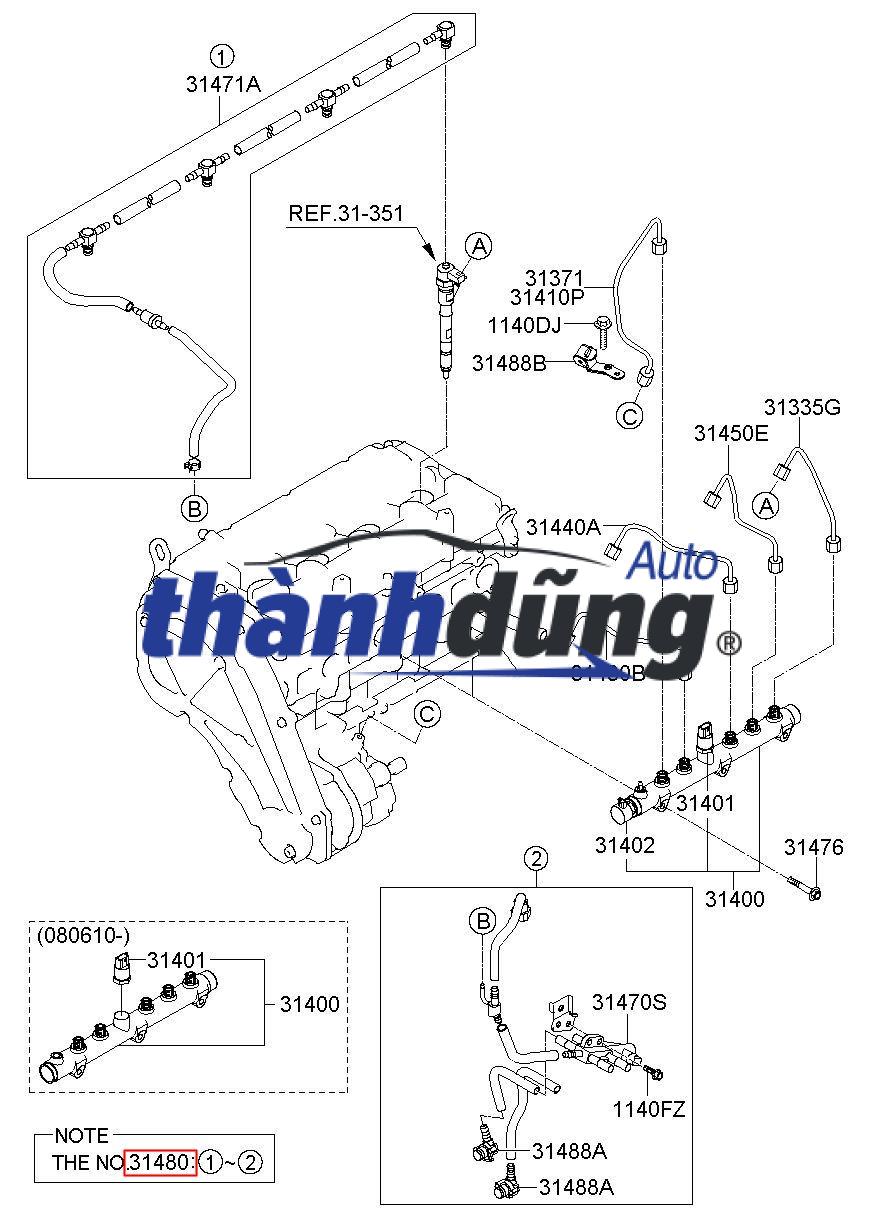 TUY Ô HỒI DẦU BÉC PHUN HYUNDAI STAREX | 31480-4A360 - Ảnh 5