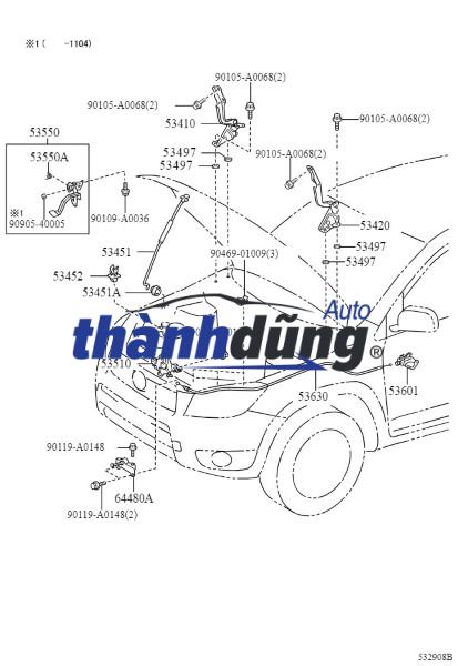 TY KHÓA NẮP CAPO FORD FOCUS | 4M5AA16C826 - Ảnh 4