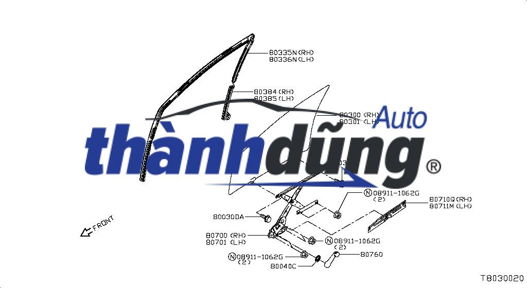 GIOĂNG LÊN KÍNH TRƯỚC TRÁI TOYOTA INNOVA 2010 | 68151-0K040 - Ảnh 2