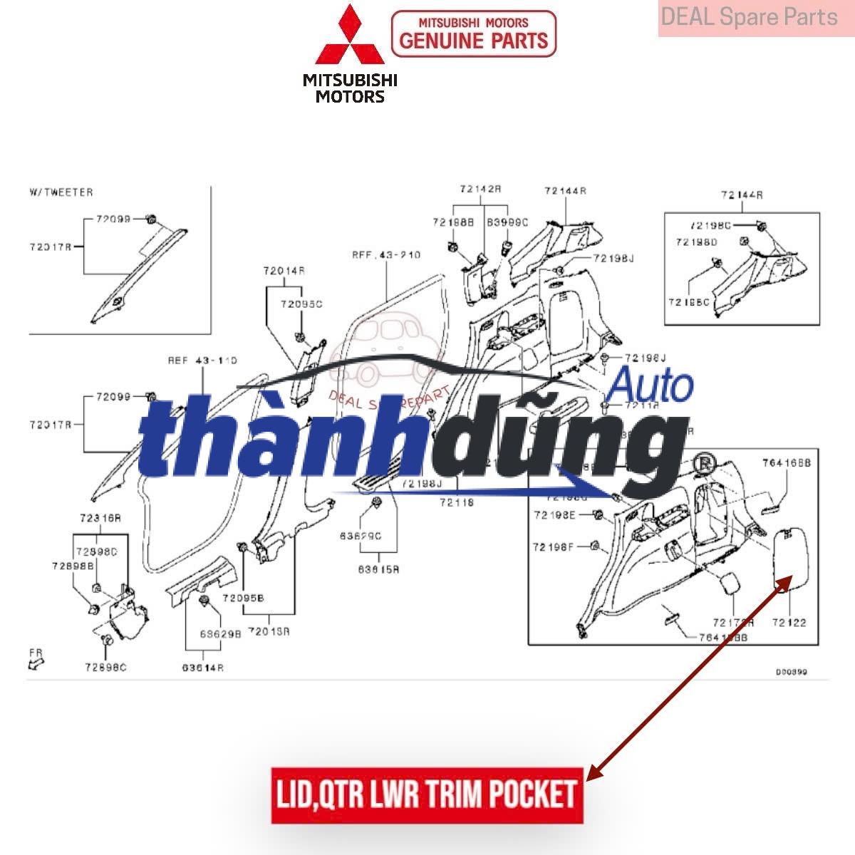 NẮP HỐC ĐỂ ĐỒ CỐP HẬU PHỤ MITSUBISHI XPANDER 2021 | 7240A288XA - Ảnh 3