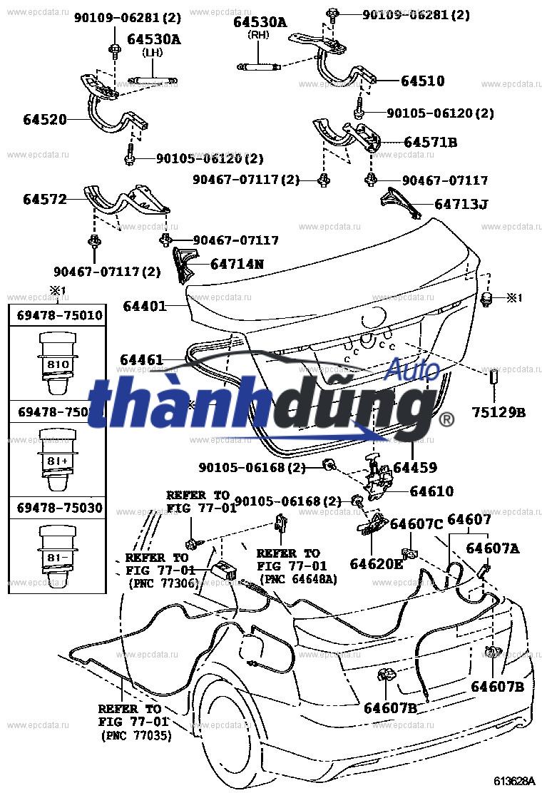 CÁP MỞ CỐP TOYOTA CAMRY 2.0 2013 | 64607-06140 - Ảnh 5