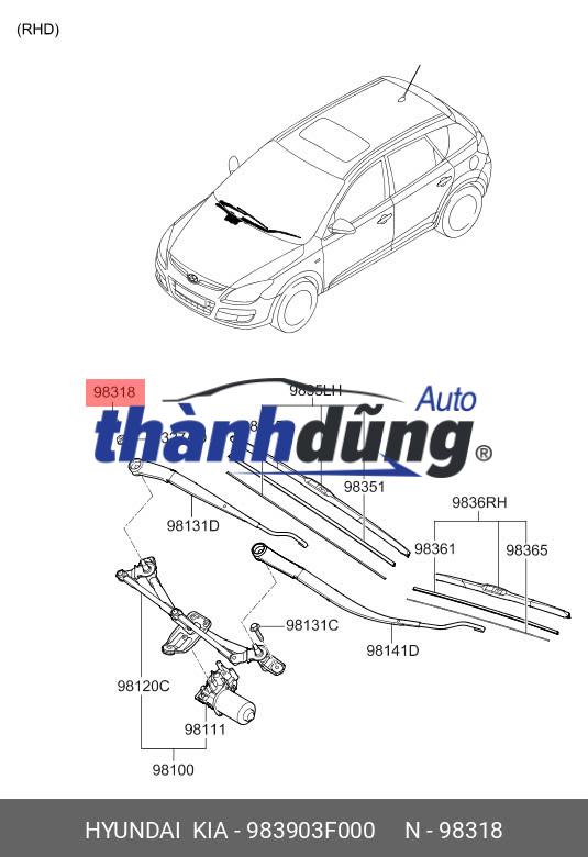 NẮP CHỤP CẦN GẠT MƯA TRƯỚC HYUNDAI PALISADE | 983803N050 - Ảnh 4