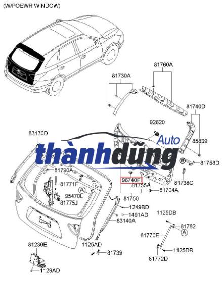 NÚT BẤM MỞ CỐP XE HYUNDAI TUCSON 2017 | 96740D3100TD - Ảnh 4