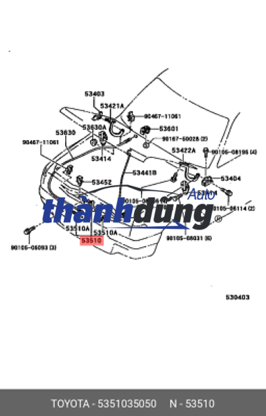 XƯƠNG ĐỠ KHÓA CAPO XE TOYOTA YARIS 2015 | 532150D121 - Ảnh 5