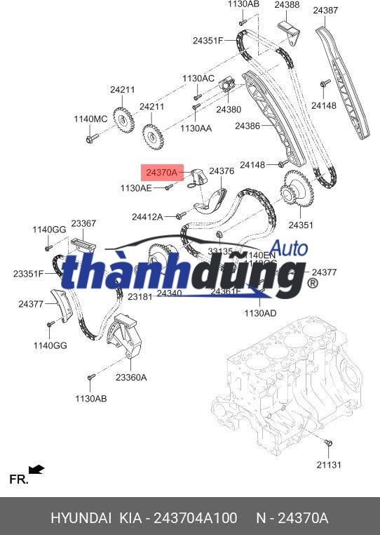 TĂNG XÍCH BƠM CAO ÁP HYUNDAI PORTER 2 2013 | 243704A100 - Ảnh 4