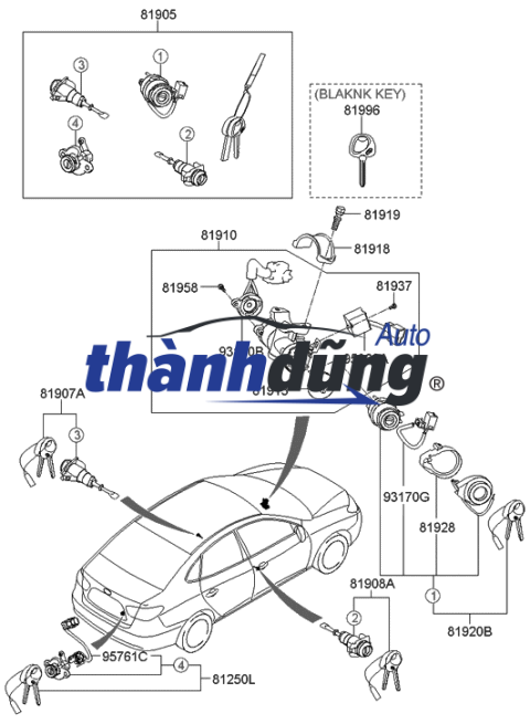 Ổ KHÓA CÁNH CỬA HYUNDAI HD260 | 819107AB00 - Ảnh 6