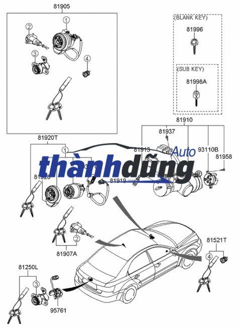 Ổ KHÓA CÁNH CỬA HYUNDAI HD260 | 819107AB00 - Ảnh 5